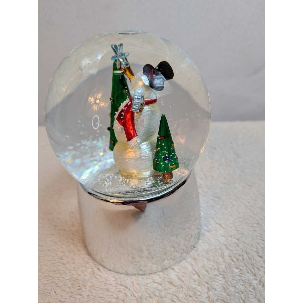 Towle Silversmiths Snowman Christmas‎ Tree Snow Globe Music Box Silver Base - Picture 4 of 8